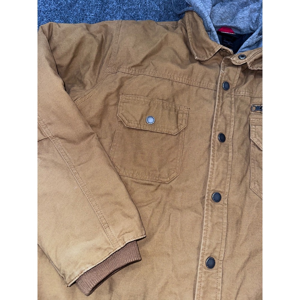 Genuine Dickies Mens Brown Canvas Hooded Work Jacket Quilted Lined NJS100BD L - Picture 4 of 7